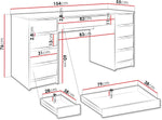 Mirjan24 Schreibtisch Ada Bis, 9 Schubladen Schülerschreibtisch Computertisch B:H:T 154x76x55cm, Kinderschreibtisch Arbeitstisch PC-Tisch Jugendzimmer Kinderzimmer (Weiß)