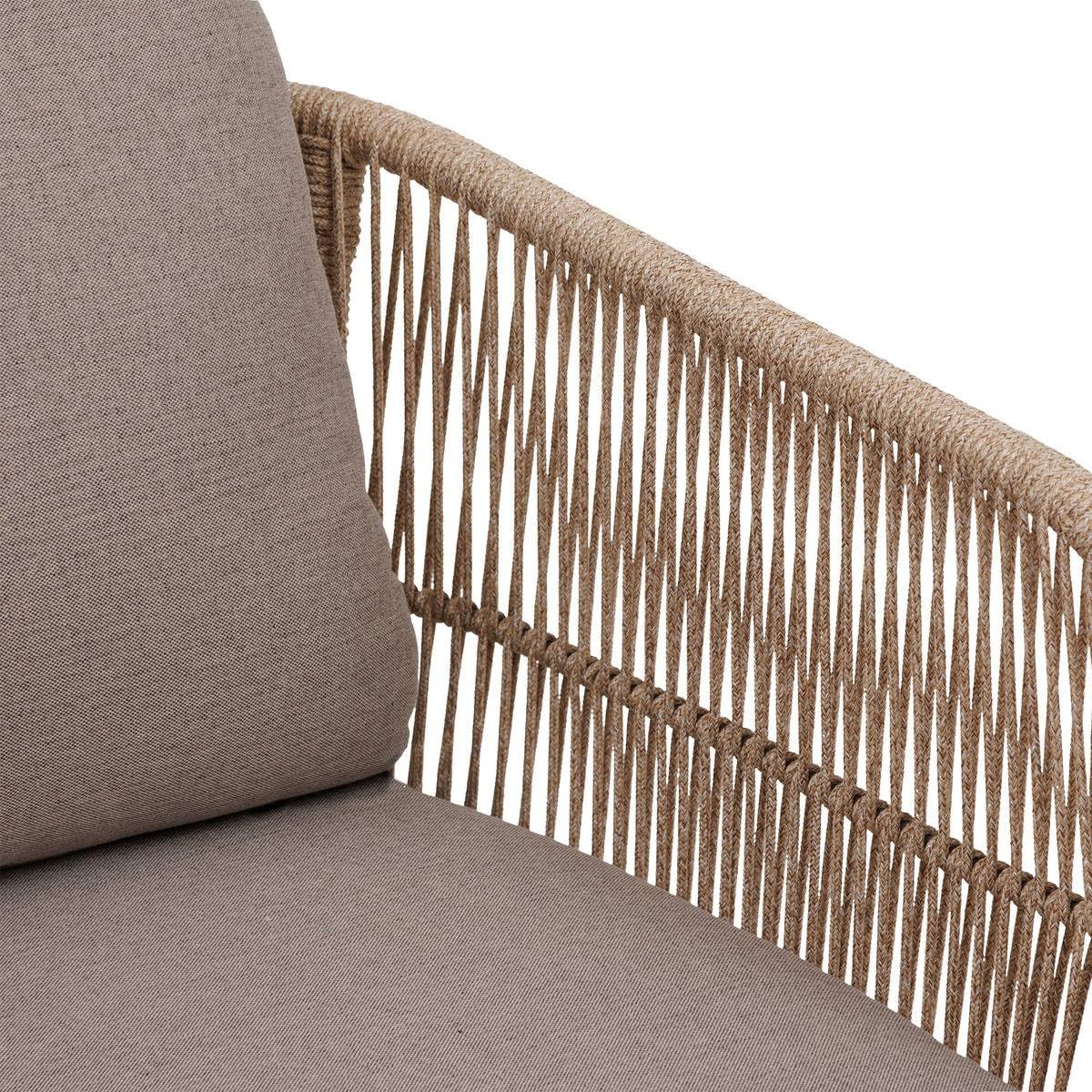 Hespéride – Deona Gartensofa in Taupe und Akazie – 2-Sitzer – Abnehmbare, Wasserabweisende Kissen – Garten-, Terrassen- und Balkonmöbel