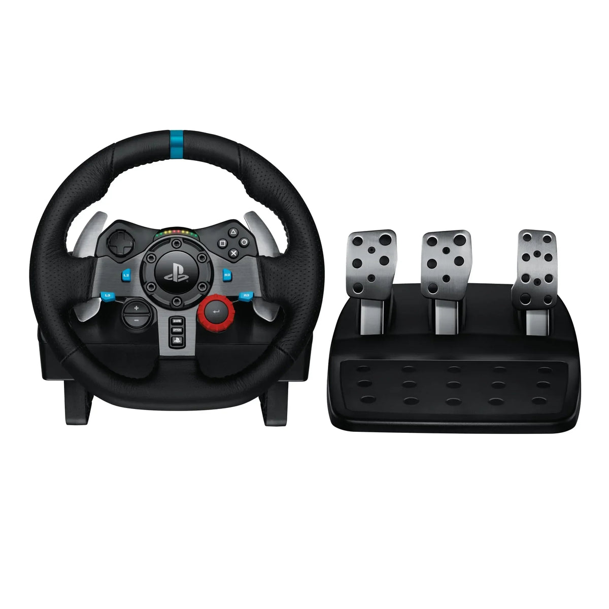 Volante de carreras gaming G29 con rango de giro de 900°, Force Feedback, pedales de acero inoxidable y volante de cuero para PS5, PS4, PC y Mac