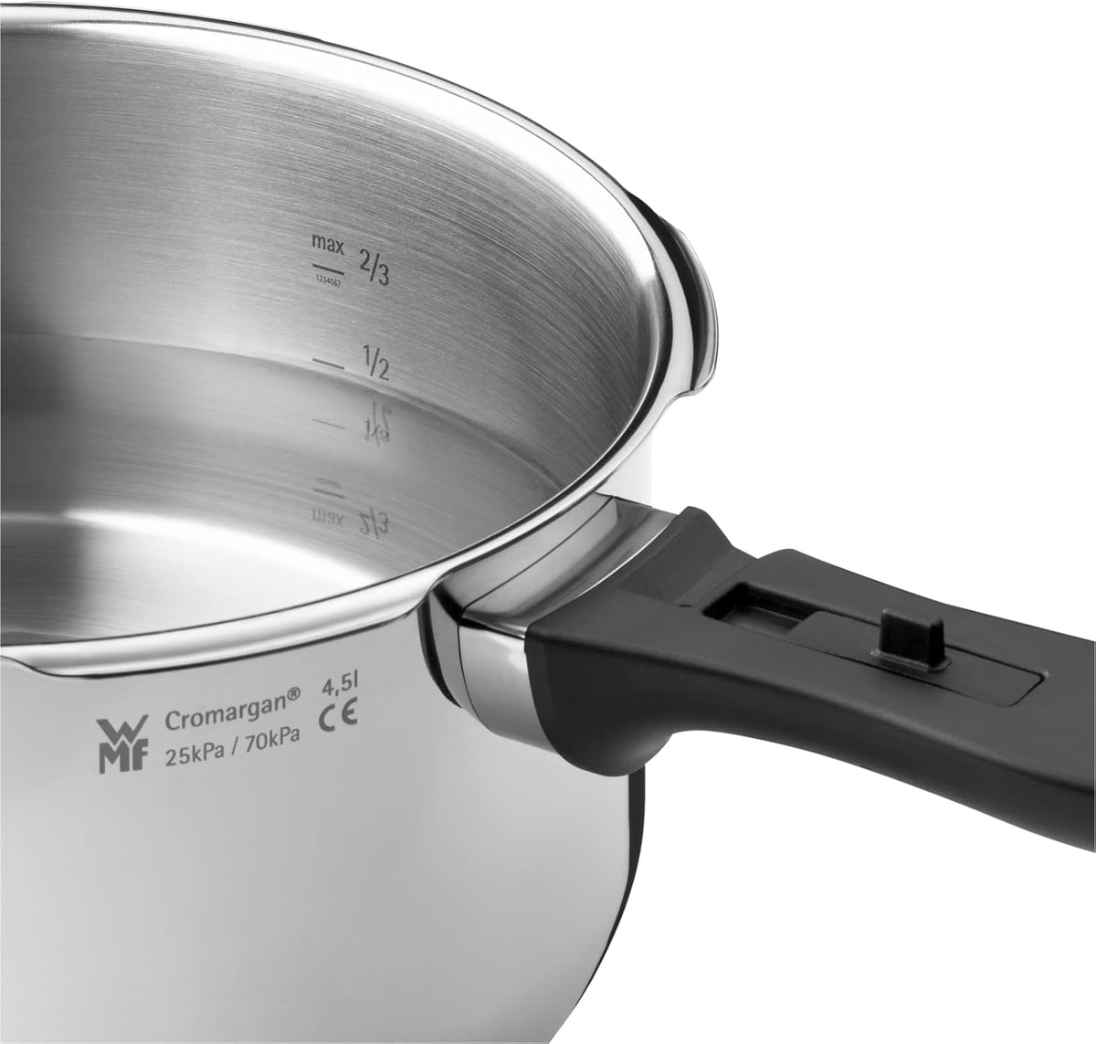 WMF Perfect Plus Juego de ollas a presión, inducción, 2 piezas, olla a presión de 6,5 l + 3 l, señal de cocción grande, 2 niveles de cocción, mango de tapa extraíble, regulador de cocción con una sola mano, acero inoxidable Cromargan pulido