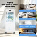 Klimagerät ohne Abluftschlauch 10L, 60W Klimaanlage Mobil, 12H Timer, klimaanlage ohne abluftschlauch 3 Modus, 120°Oszillation, Abnehmbare Wassertank, Tragbarer Luftkühler für Zuhause Büro Perlweiß