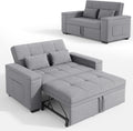 Sofá cama 3 en 1 Xbro, sofá de 2 plazas con función de cama, respaldo ajustable, tejido de lino con 2 cojines y bolsillos laterales, para salón, dormitorio u oficina, gris claro
