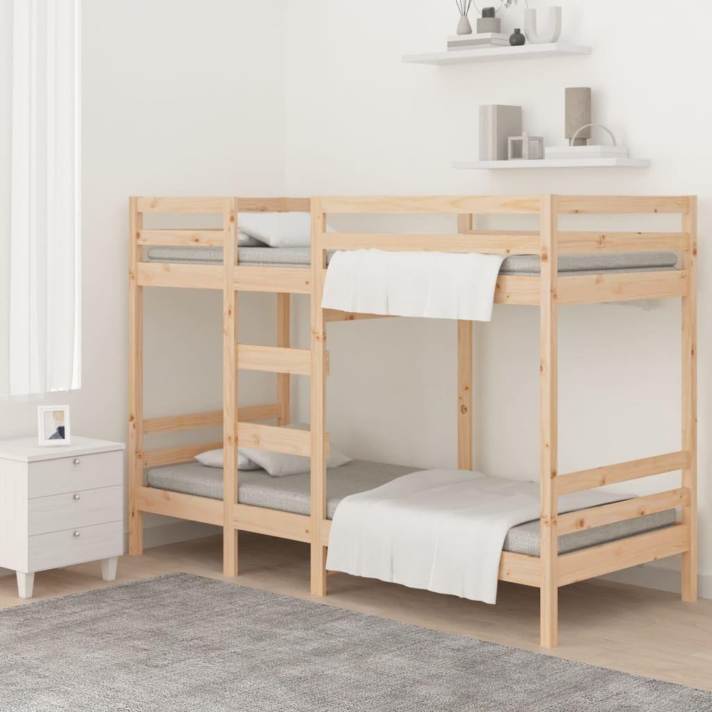 vidaXL Etagenbett Hochbett Schlafzimmerbett Stockbett Holzbett Bettgestell Bettrahmen Massivholzbett Bett 75x190cm Massivholz Kiefer