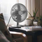 Brandson - Ventilador de mesa diseño retro - ventilador con 3 niveles de velocidad - ventilador móvil - oscilación de 80°, ángulo de inclinación aprox. 40° - carcasa de metal robusta - Silverline