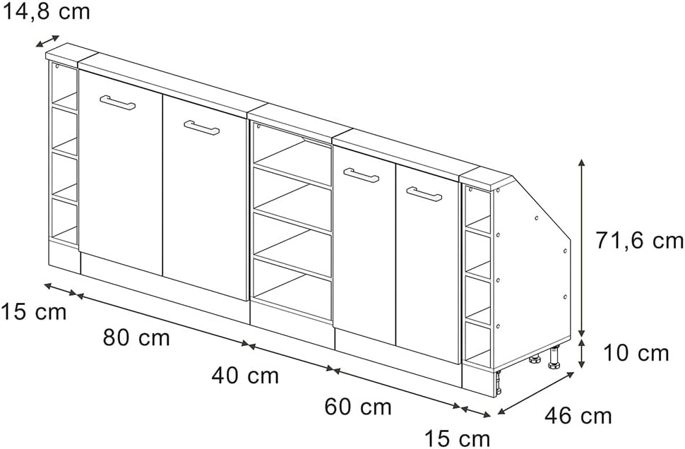 Vicco Dachschrägenschrank-Set Rion, Weiß Landhaus/Weiß, 5er Set, geeignet für die platzsparende Aufbewahrung unter Dachschrägen