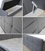 Sofnet Boxspringbett Best Lux mit Fußteil, 2 Bettkästen und Topper - Doppelbett, Bonell-Matratze, Polsterbett, Bett, Betten, Bettgestell, Schlafzimmer (Grau (Inari 91), 160 x 200 cm)