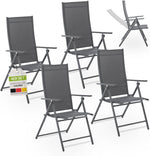Juskys Gartenstuhl Calena 4er Set Anthrazit - 7-Fach verstellbar & klappbar - pulverbeschichteter Stahl, atmungsaktiv