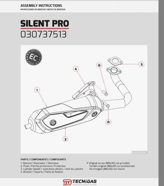 Tubo de escape Tecnigas Silencieux Pro homologado para moto de 50 cc, acero con pintura anticalórica y protector, Minarelli horizontal CE