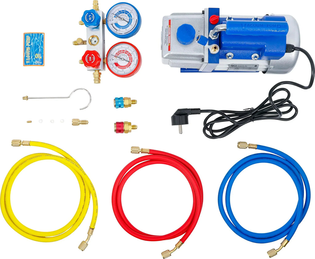 Bomba de vacío de una etapa 57 l/min para sistemas de aire acondicionado R12, R22, R134a y envasado al vacío 220-240 V 50 Hz 10 Pa 74263