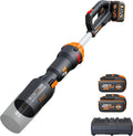 Soplador de hojas inalámbrico WORX Nitro 40V WG585E - motor sin escobillas - 3 velocidades y modo turbo - velocidad del aire de 266 km/h - caudal de aire de 1053 m³/h - incluye 2 baterías de 4 Ah y cargador dual rápido de 4 A