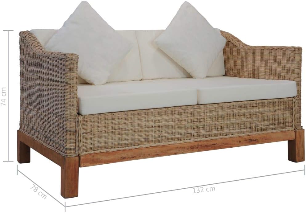 Sofá de jardín Festnight de 2 plazas, sofá de ratán, sofá salón, sofá de exterior, sofá pequeño para balcón, salón de balcón, salón de jardín, ratán sintético, sofá de ratán, muebles de balcón, juego de muebles de jardín