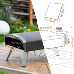 Horno de pizza de gas portátil Mimiuo con piedra para pizza y pala | Horno para pizza para balcón, terraza y jardín, calentamiento rápido y distribución uniforme del calor para resultados de pizza auténticos