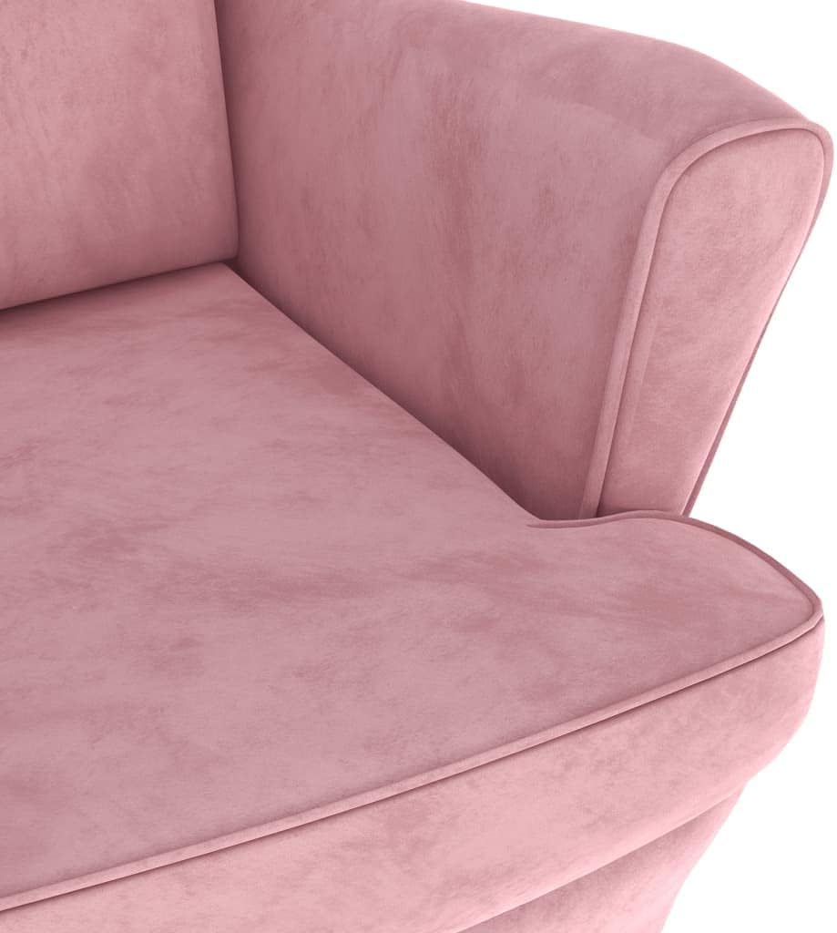 vidaXL Sillón orejero con reposapiés, reposabrazos, sillón de TV, sillón tapizado, sillón lounge, sillón de salón, sillón de descanso, sillón relax, terciopelo rosa