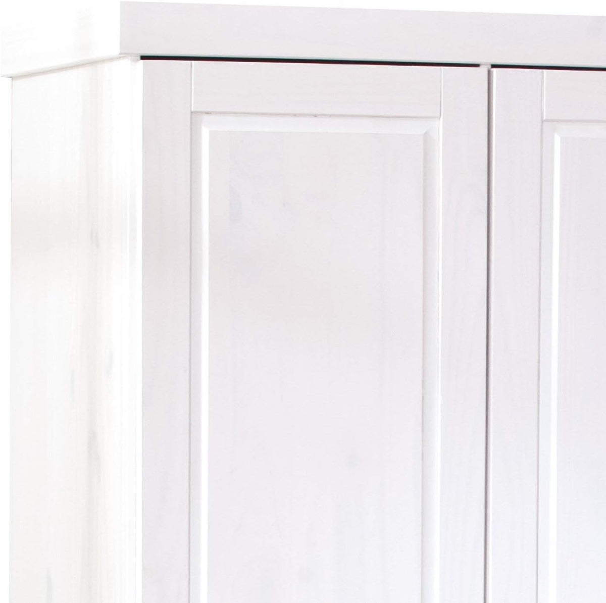 Inter Link - Kleiderschrank - Drehtürenschrank - Wäscheschrank - Garderobenschrank - Schlafzimmerschrank - 3 Türen - Kiefer massiv - Magnus - Weiß lackiert